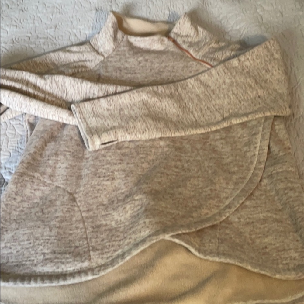 Athleta cozy karma asym pullover - oatmeal heather